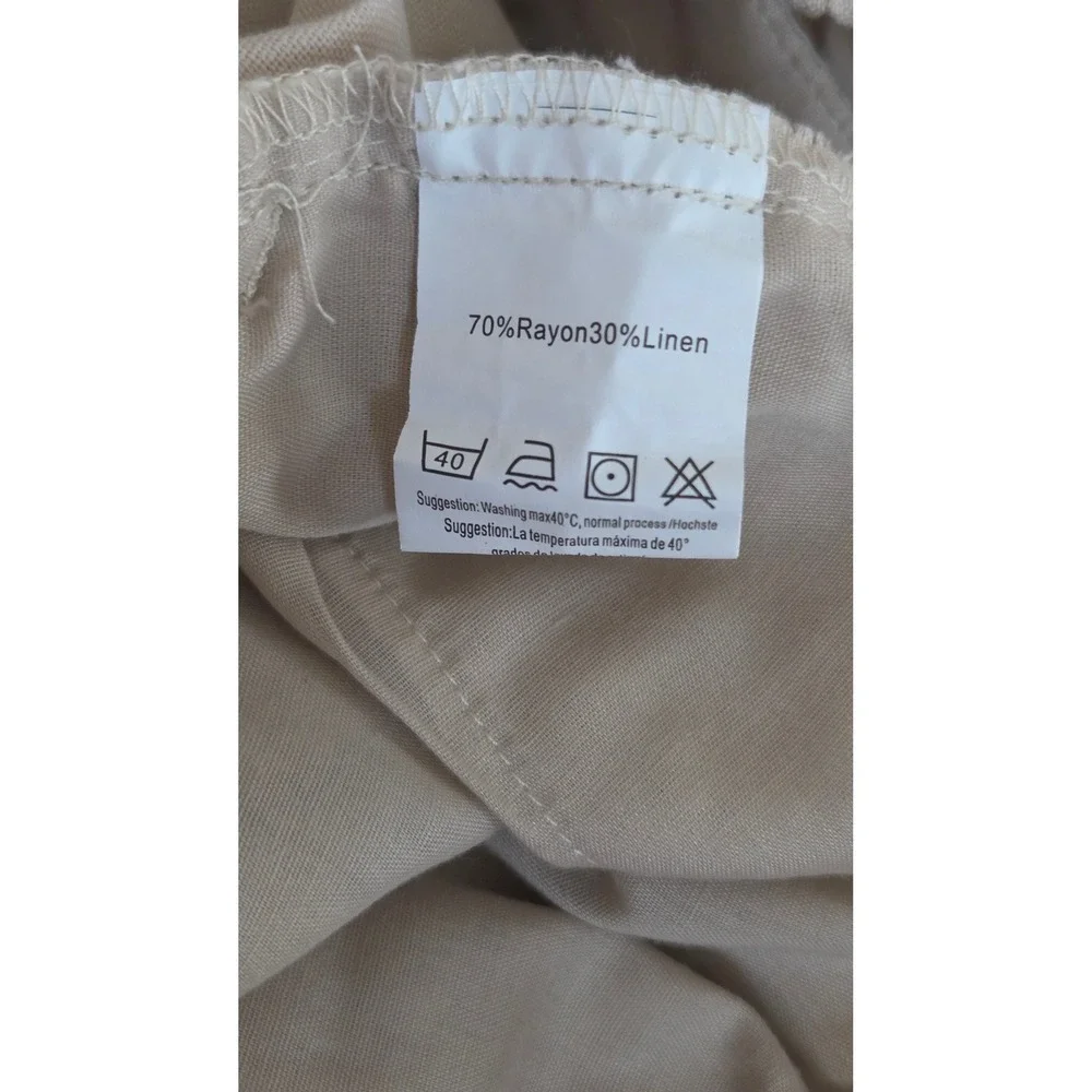 COOFANDY Mens Beige Rayon Linen Blend Straight Leg Casual Pants Size XS NWT‎